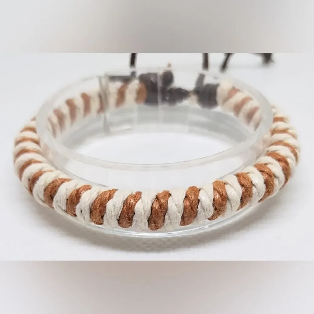 Men's leather bracelet braided brown new e55‎